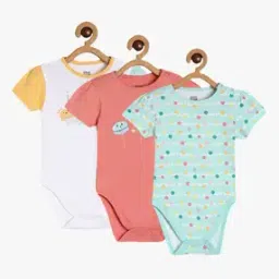 miniklub Infants Pack of 3 Graphic Print Cotton Bodysuits-picture-21