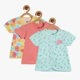 Infants Pack of 3 Printed Cotton Jhablas-image-27