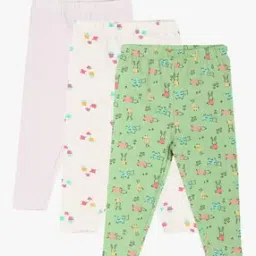 Girls Pack of 3 Printed Leggings with Elasticated Waist-image-19