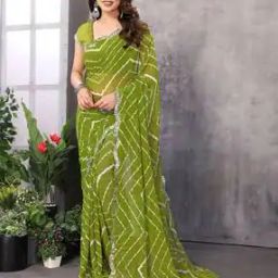 Women Chevron Print Georgette Saree-image-72