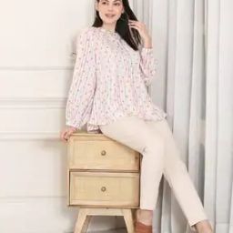 Women Striped Relaxed Fit Pintuck Yoke Top-image-81