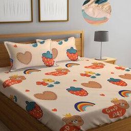 300 TC Printed King-Size Bedsheet with Pillow Covers-image-10