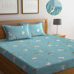 300 TC Printed King-Size Bedsheet with Pillow Covers-image-69