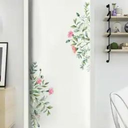 Green Leaves With Pink Flower Side Border Wall Sticker (30 CM X 60 CM)-image-4