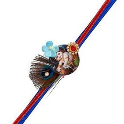 Lord Krishna Tie-Up Rakhi with Gift Card & Roli-Chawal-image-100