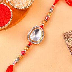 Swarovski-Studded Rakhi with Roli Chawal & Greeting Card-image-46