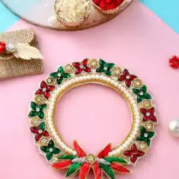 Stone-Studded Bracelet Rakhi with Roli Chawal & Greeting Card-42