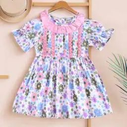 Girls Floral Print Fit & Flare Dress-image-100