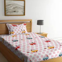 300 TC Printed Single Bedsheet with Pillow Cover-41