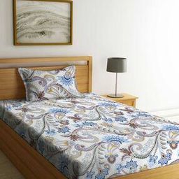 300 TC Floral Print Single Bedsheet with Pillow Cover-image-70