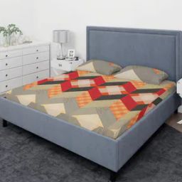 Premium Pure Cotton Geometric Double Bedsheet Set-(90 IN x 100 IN)-52