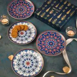 fabindia Pack of 4 Falak Ceramic Snack Plate Gift Set-picture-7