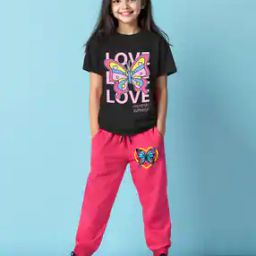 Girls Graphic Printed T-Shirt & Trackpant Set-picture-48