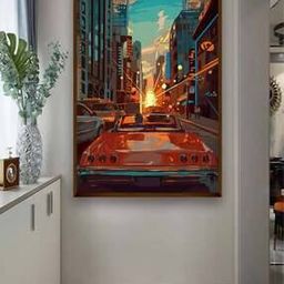 New York Sunset Print Canvas Painting 30" x 20"-image-21