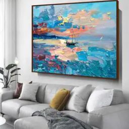 Sunset in Sea Canvas Painting 40" x 30"-image-33