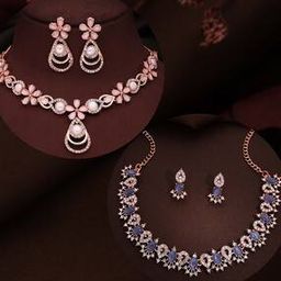 Women Stylish Stone Necklace Earings Set-image-95