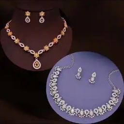 Women Stylish Stone Necklace Earings Set-image-97