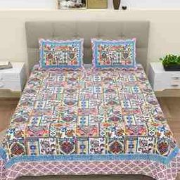 Double King Size Bedsheet with 2 Pillow Covers  -45