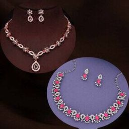 Women Stylish Stone Necklace Earings Set-33