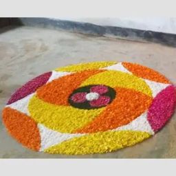 Floral Print Round-Shaped Door Mat-40