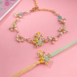 nvr  Set of 2 Artificial Stones and Beads Rakhi Set image 1
