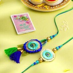  Set of 2 Artificial Stones and Beads Rakhi Set  -image-76