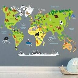Educational World Map Peel & Stick Self-Adhesive Wall Sticker-22