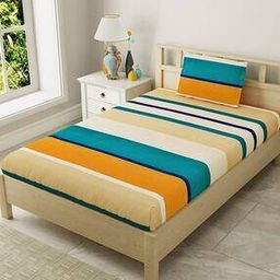 144 TC Striped Single Bedsheet with Pillow Cover-picture-52