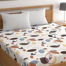 210 TC Leaf Print King Bedsheet with Pillow Covers-image-24