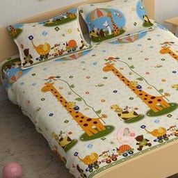210 TC Graphic Print Double Bedsheet with Pillow Covers-image-24