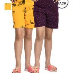 Pack of 2 Girls Floral Print Regular Fit Shorts-picture-31