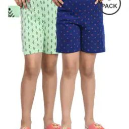 Pack of 2 Girls Floral Print Regular Fit Shorts-image-89