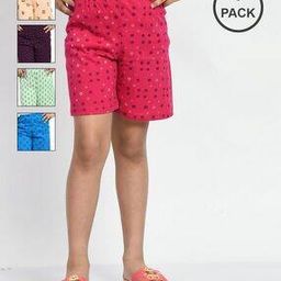 Pack of 5 Girls Floral Print Regular Fit Shorts-image-90