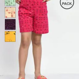 Pack of 5 Girls Floral Print Regular Fit Shorts-image-47