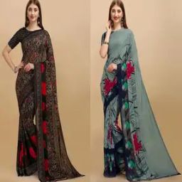 Pack of 2 Floral Print Georgette Saree-picture-20