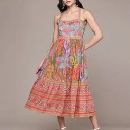 Women Floral Print Fit & Flare Dress-image-36