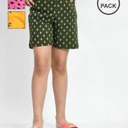 Pack of 3 Girls Printed Regular Fit Shorts-image-96