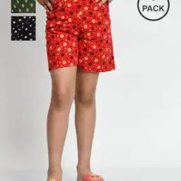Pack of 3 Girls Printed Regular Fit Shorts-image-62