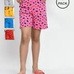 Pack of 5 Girls Printed Regular Fit Shorts-image-24