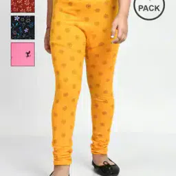 Pack of 4 Girl Leggings with Elasticated Waist-image-41