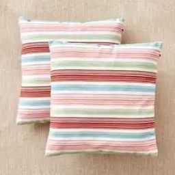 Set of 2 Striped Square-Shaped Cushions 16" x 16"-picture-6