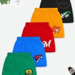 Girls Pack of 5 Graphic Print Regular Fit Shorts-picture-39