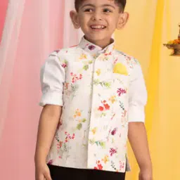 Floral Print Waistcoat with Welt Pocket-image-11