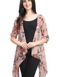 Floral Print Front-Open Shrug-18