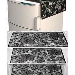 Floral Print Fridge Top Cover with Fridge Mats-24