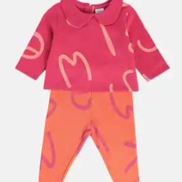 Girls Typographic Print Cotton Top & Pants Set-39