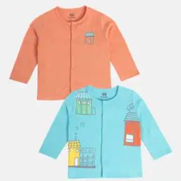 Boys Pack of 2 Printed Front-Open Cotton Vests-39
