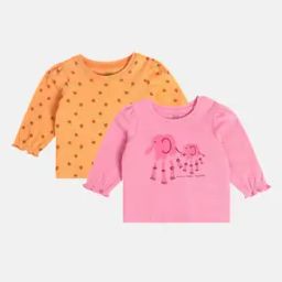 Girls Pack of 2 Printed Cotton Tops-image-32