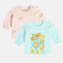 Girls Pack of 2 Printed Cotton Tops-picture-51