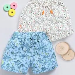 Girls Pack of 2 Floral Print Regular Fit Shorts-image-27